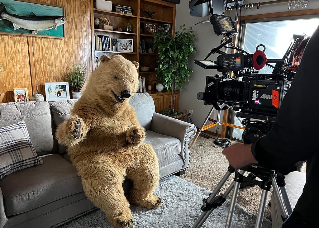 Realistic grizzly bear character provided by TV Bears International for film, television, and events
