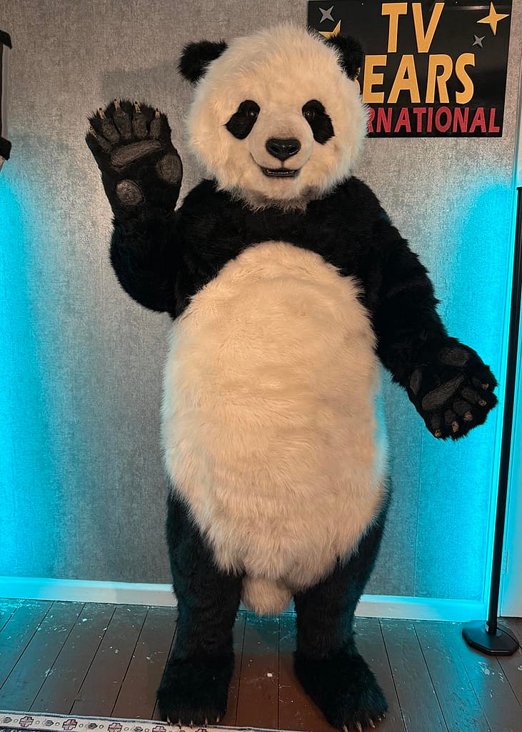 realistic panda suit available for tv events activations and film work uk usa
