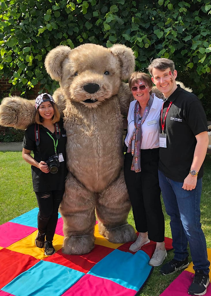 realistic jointed teddy bear costume hire by tv bears international