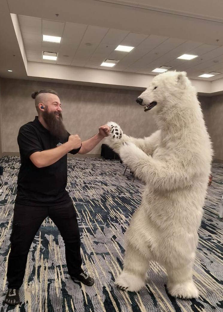 realistic polar bear costume for film tv and events by tv bears international