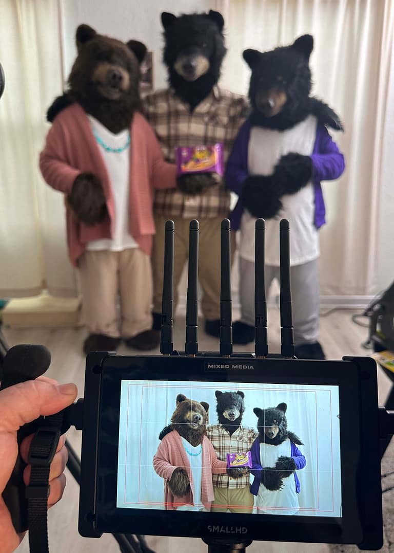 Director Matthew Mason working on a television commercial for Dare Foods Bear Paws