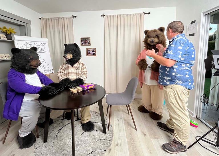 On-set practical effects planning for a realistic bear campaign