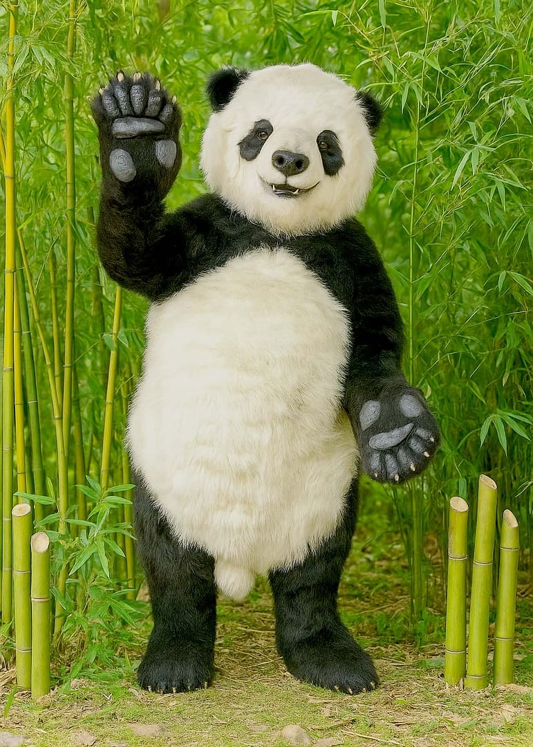 realistic panda bear costume for film tv and events by tv bears international